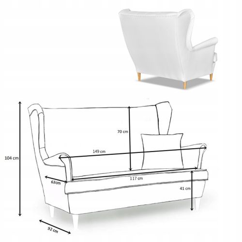 Canapé à Oreilles Gaja En Similicuir, Style Scandinave, Blanc