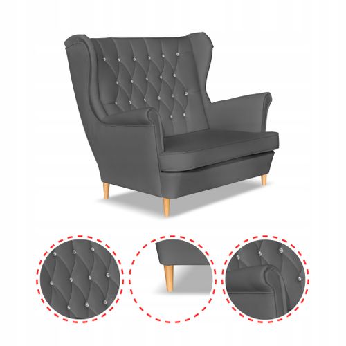 Canapé Gaja En Similicuir (éco‑cuir), Style Scandinave à Oreilles — Gris