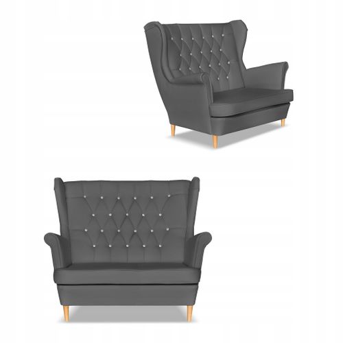 Canapé Gaja En Similicuir (éco‑cuir), Style Scandinave à Oreilles — Gris