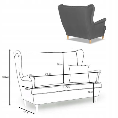 Canapé Gaja En Similicuir (éco‑cuir), Style Scandinave à Oreilles — Gris