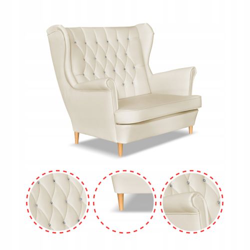 Canapé Gaja — Style Scandinave En Simili‑cuir Beige, Modèle (canapé à Oreilles)