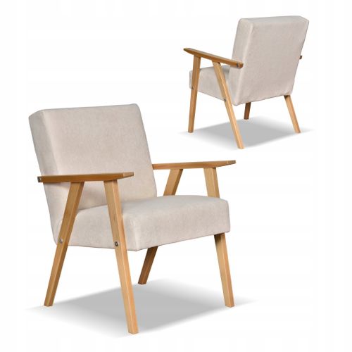 Fauteuil Style Prl Rétro-vintage Soler En Velours Hunter Beige