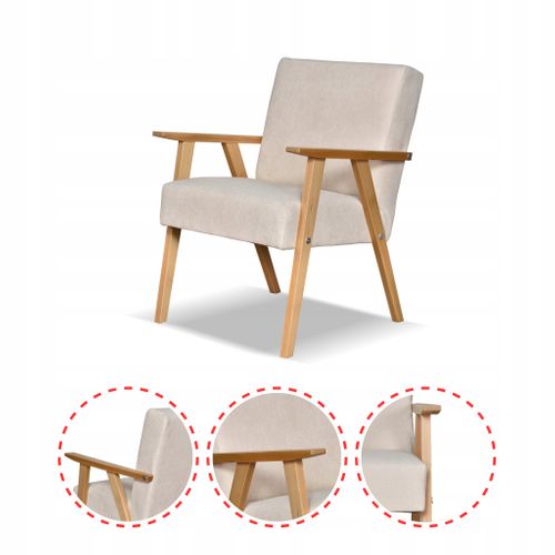 Fauteuil Style Prl Rétro-vintage Soler En Velours Hunter Beige