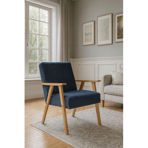 Fauteuil Style Prl Rétro Vintage Soler Anafi — Velours Côtelé Marron