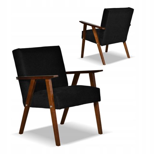 Fauteuil Rétro-vintage Style Prl Soler Angel En Velours Noir