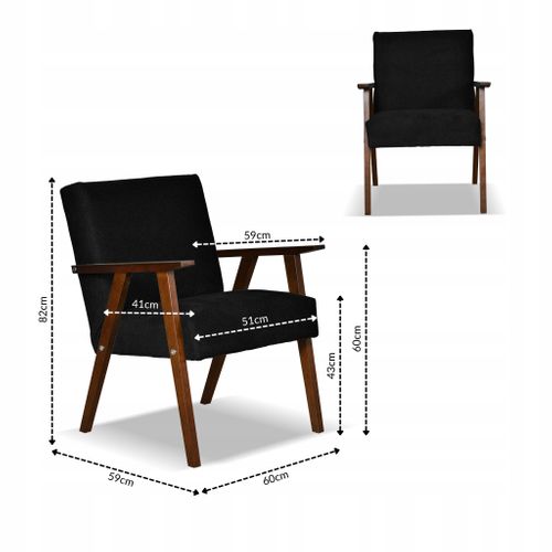 Fauteuil Rétro-vintage Style Prl Soler Angel En Velours Noir