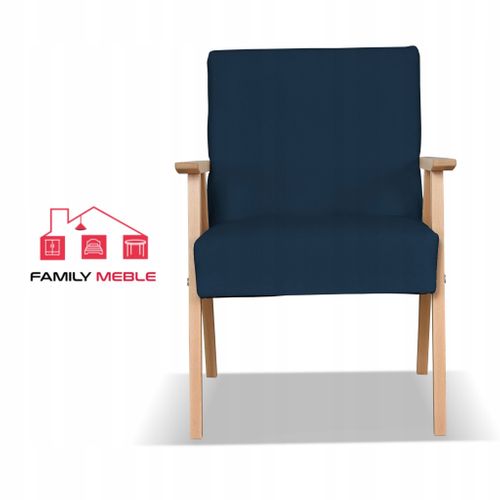 Fauteuil Rétro-vintage Style Prl Soler En Velours Hunter Bleu Marine