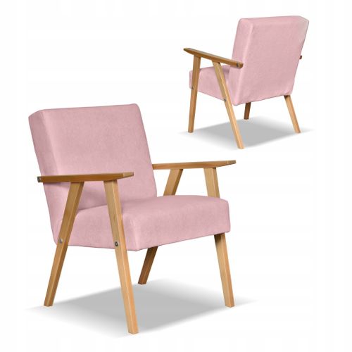 Fauteuil Rétro‑vintage, Style Prl Soler En Velours Rose Hunter