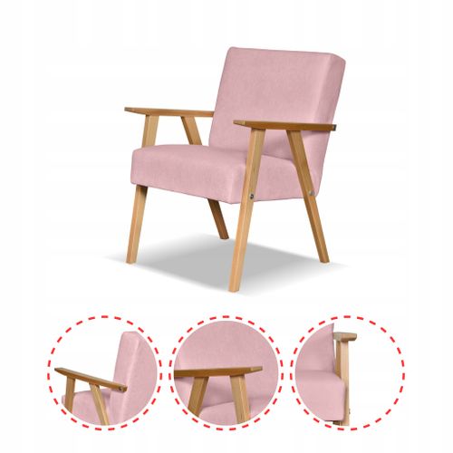 Fauteuil Rétro‑vintage, Style Prl Soler En Velours Rose Hunter