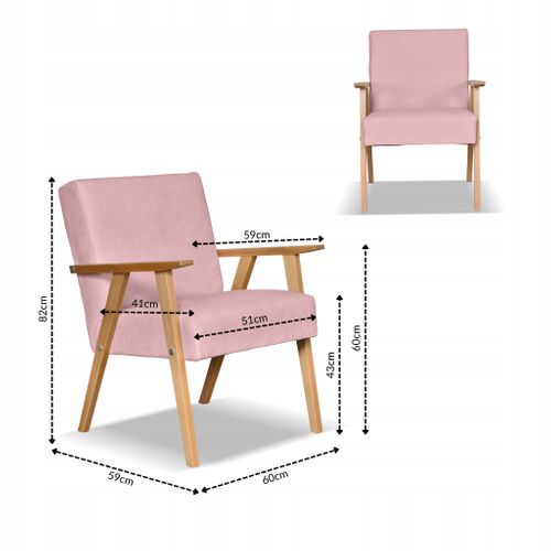 Fauteuil Rétro‑vintage, Style Prl Soler En Velours Rose Hunter