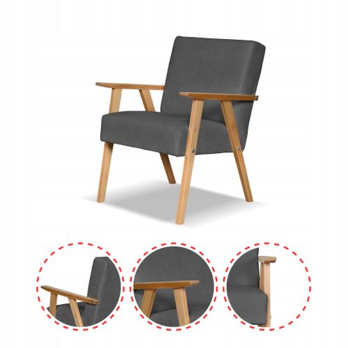 Fauteuil Rétro-vintage Style Prl Soler, Velours Gris Hunter