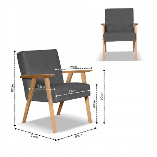 Fauteuil Rétro-vintage Style Prl Soler, Velours Gris Hunter