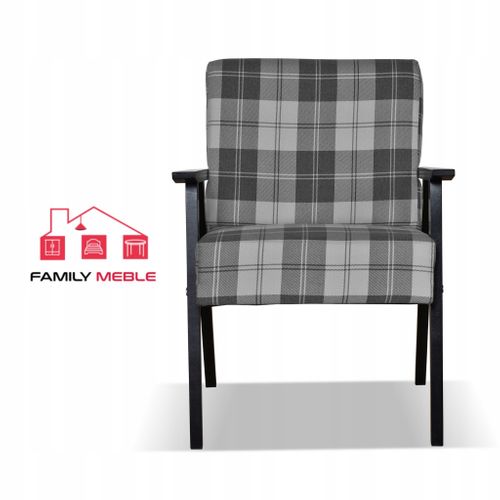 Fauteuil Style Prl Rétro-vintage Soler — Carreaux Gris