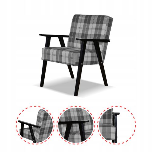 Fauteuil Style Prl Rétro-vintage Soler — Carreaux Gris