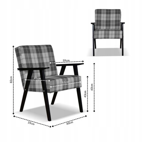 Fauteuil Style Prl Rétro-vintage Soler — Carreaux Gris