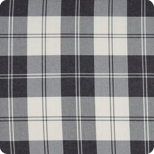 Fauteuil à Oreilles Winston — Design Scandinave De Revêtement à Carreaux Bleu Marine Et Blanc