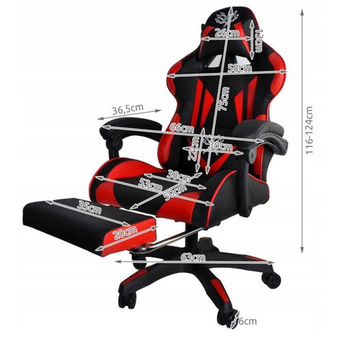 Fauteuil De Bureau Siège Gaming Dossier Inclinable Avec Repose-pieds Rouge