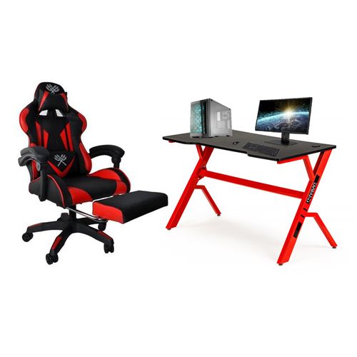 Fauteuil De Bureau Siège Gaming Dossier Inclinable Avec Repose-pieds Rouge