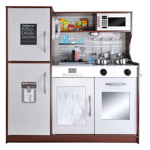 Cuisine Pour Enfant En Bois Xl + Sons + Lumière + Accessoires 80x80,5x24cm