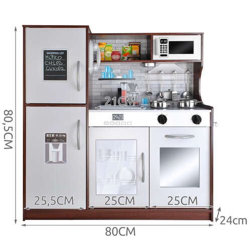Cuisine Pour Enfant En Bois Xl + Sons + Lumière + Accessoires 80x80,5x24cm