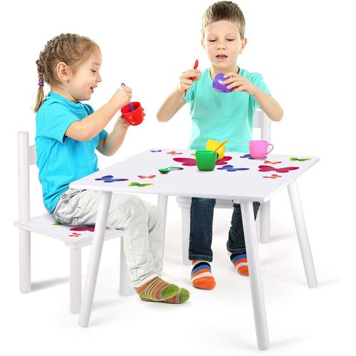 La Table En Bois Avec Deux Chaises Blanche