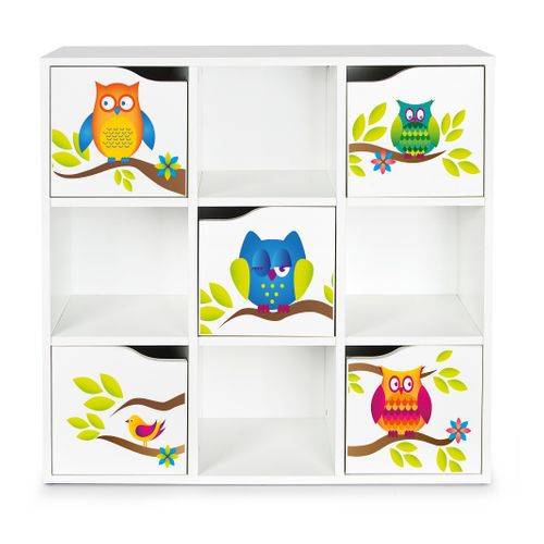 Kubico Max - Hiboux- 29 X 89 X 89,5 Cm Bibliothèque Colorée Pour Enfants  Élégant Et Fonctionnel