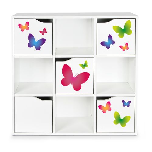 Kubico Max - Papillons- 29 X 89 X 89,5 Cm Bibliothèque Colorée Pour Enfants  Élégant Et Fonctionnel