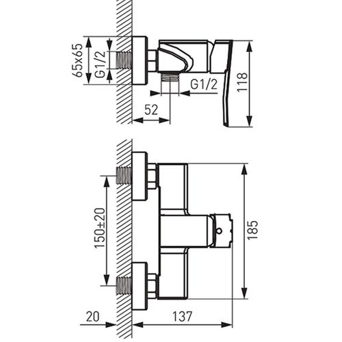 Robinet Mitigeur Mural De Douche - Veneto Chromé