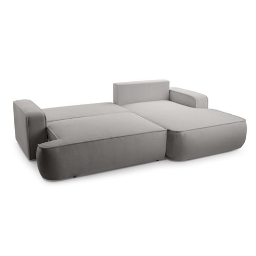 Canapé D'angle Droit En Tissu Gris Clair Ablia 267/168/87 Cm - Avec Coffre Et Fonction Lit