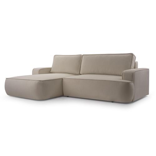 Canapé D'angle Gauche En Tissu Beige Ablia 267/168/87 Cm - Avec Coffre Et Fonction Lit