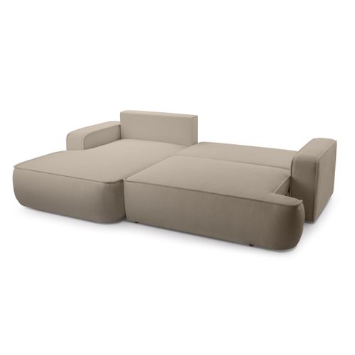 Canapé D'angle Gauche En Tissu Beige Ablia 267/168/87 Cm - Avec Coffre Et Fonction Lit