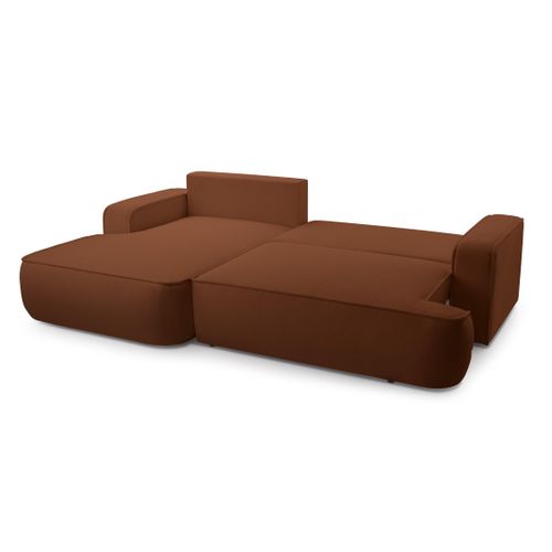 Canapé D'angle Gauche En Tissu Cuivre Ablia 267/168/87 Cm - Avec Coffre Et Fonction Lit