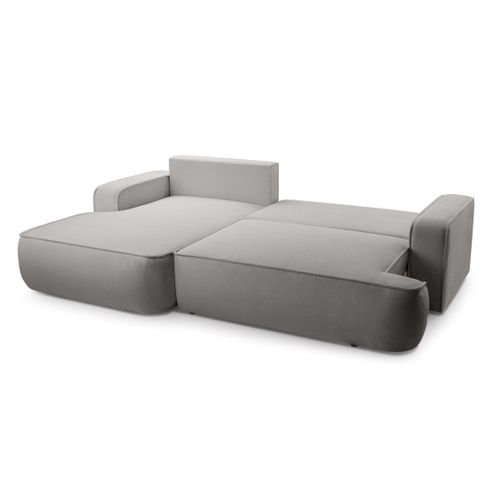Canapé D'angle Gauche En Tissu Gris Clair Ablia 267/168/87 Cm - Avec Coffre Et Fonction Lit
