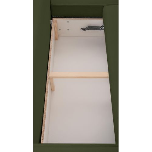 Canapé Panoramique En Tissu Vert Ablia U 364/168/87 Cm - Avec Coffre Et Fonction Lit