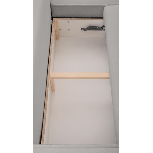 Canapé Panoramique En Tissu Gris Clair Ablia U 364/168/87 Cm - Avec Coffre Et Fonction Lit