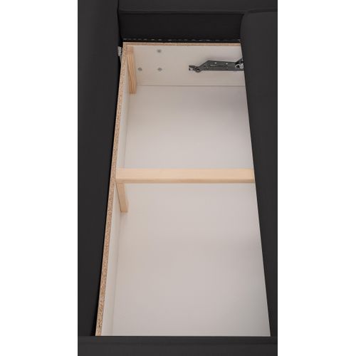 Canapé Panoramique En Tissu Noir Ablia U 364/168/87 Cm - Avec Coffre Et Fonction Lit