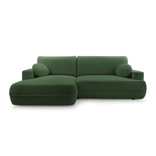 Canapé D'angle Gauche En Tissu Vert Peoni 267/168/87 Cm - Avec Coffre Et Fonction Lit