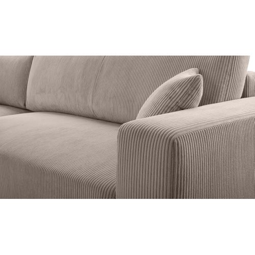 Canapé Panoramique En Velours Côtelé Beige Catea U 364/145/85 Cm - Coffre + Lit