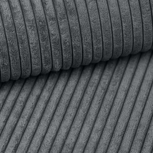 Canapé Panoramique En Velours Côtelé Gris Catea U  364/145/85 Cm - Coffre + Lit