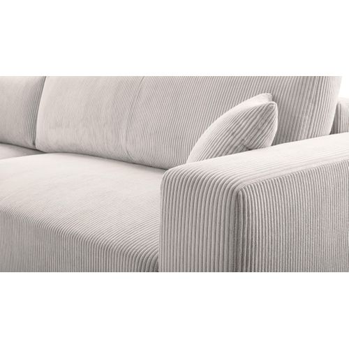 Canapé Panoramique En Velours Côtelé Crème Catea U 364/145/85 Cm - Coffre + Lit