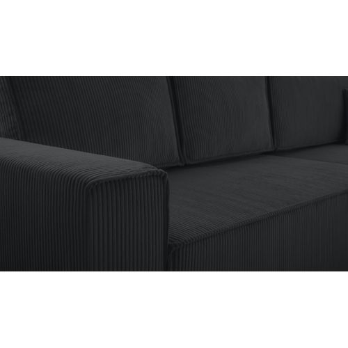 Canapé D'angle Réversible En Velours Côtelé Gris Foncé Cedria 287/145/85 Cm - Coffre + Lit