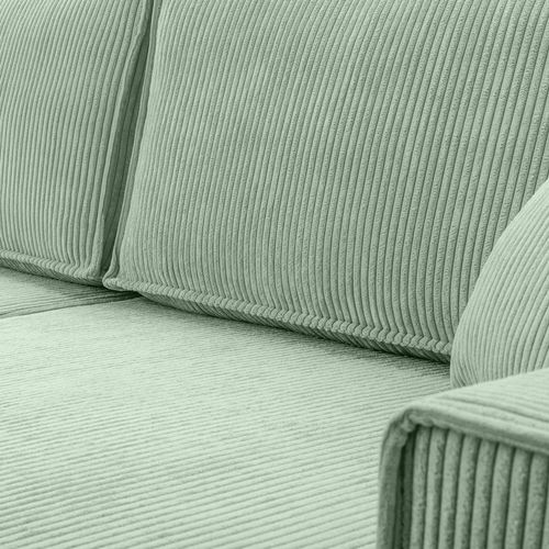 Canapé Panoramique En Velours Côtelé Menthe Cedria U 389/145/85 Cm - Coffre + Lit