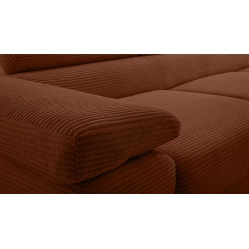 Canapé Panoramique En Velours Côtelé Cuivre Arborio U 352/202/90 Cm - Coffre + Lit