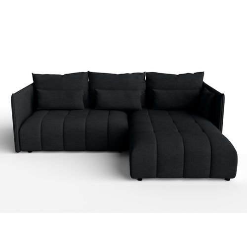 Canapé D’angle Réversible En Tissu Noir Cosmova 245x182x83 Cm – Avec Coffre Et Fonction Lit
