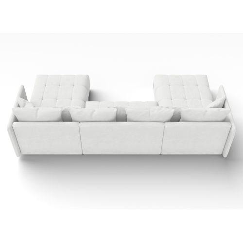 Canapé Panoramique En Tissu Blanc Veliro U 353/180/83 Cm - Avec Coffre Et Fonction Lit