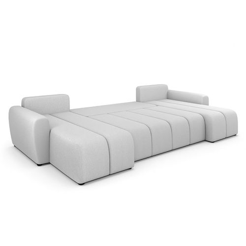 Canapé Panoramique En Tissu Noir Ferrande U  318/149/91 Cm- Avec Coffre Et Fonction Lit