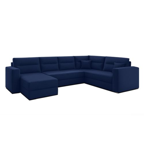 Canapé Panoramique En Tissu Bleu Foncé Lovere U  314/217/90 Cm - Avec Coffre Et Fonction Lit
