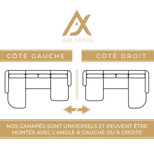 Canapé Panoramique En Tissu Bleu Foncé Lovere U  314/217/90 Cm - Avec Coffre Et Fonction Lit