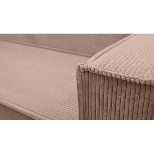 Canapé Panoramique En Velours Côtelé Rose Lovere U 314/217/90 Cm - Avec Coffre Et Fonction Lit