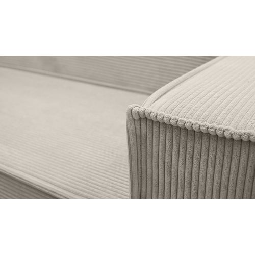 Canapé Panoramique En Velours Côtelé Beige Lovere U 314/217/90 Cm - Avec Coffre Et Fonction Lit